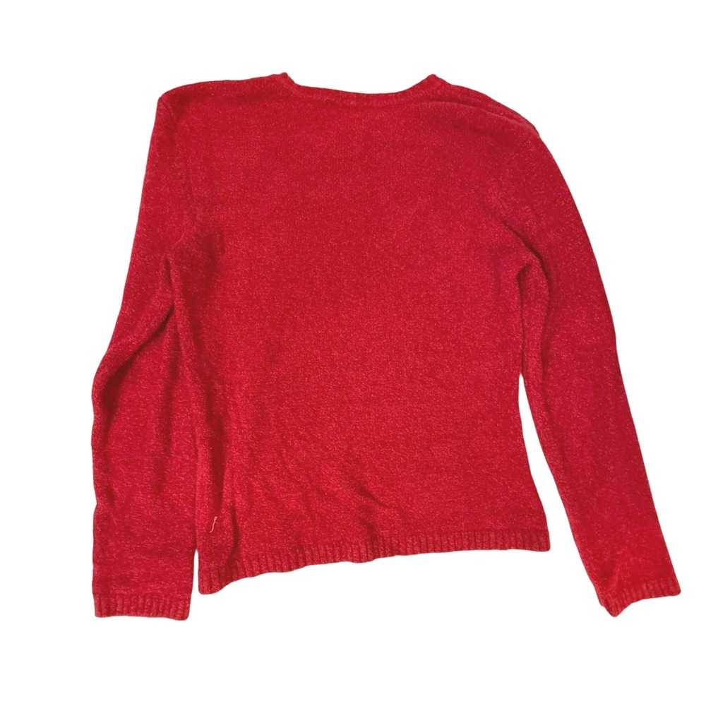 Talbots Sweater Women's Small Red Crewneck Long Sleeve Ribbed Knit Career Chic